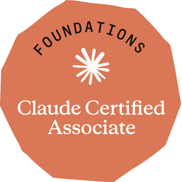 Badge Claude Certified Associate, Foundations di Anthropic