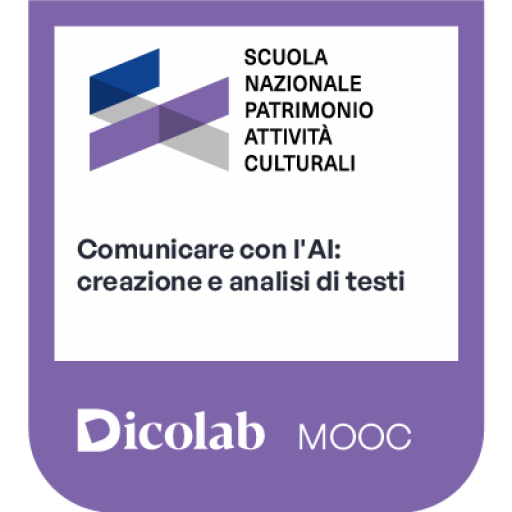 Badge del corso Comunicare con l'AI: creazione e analisi di testi