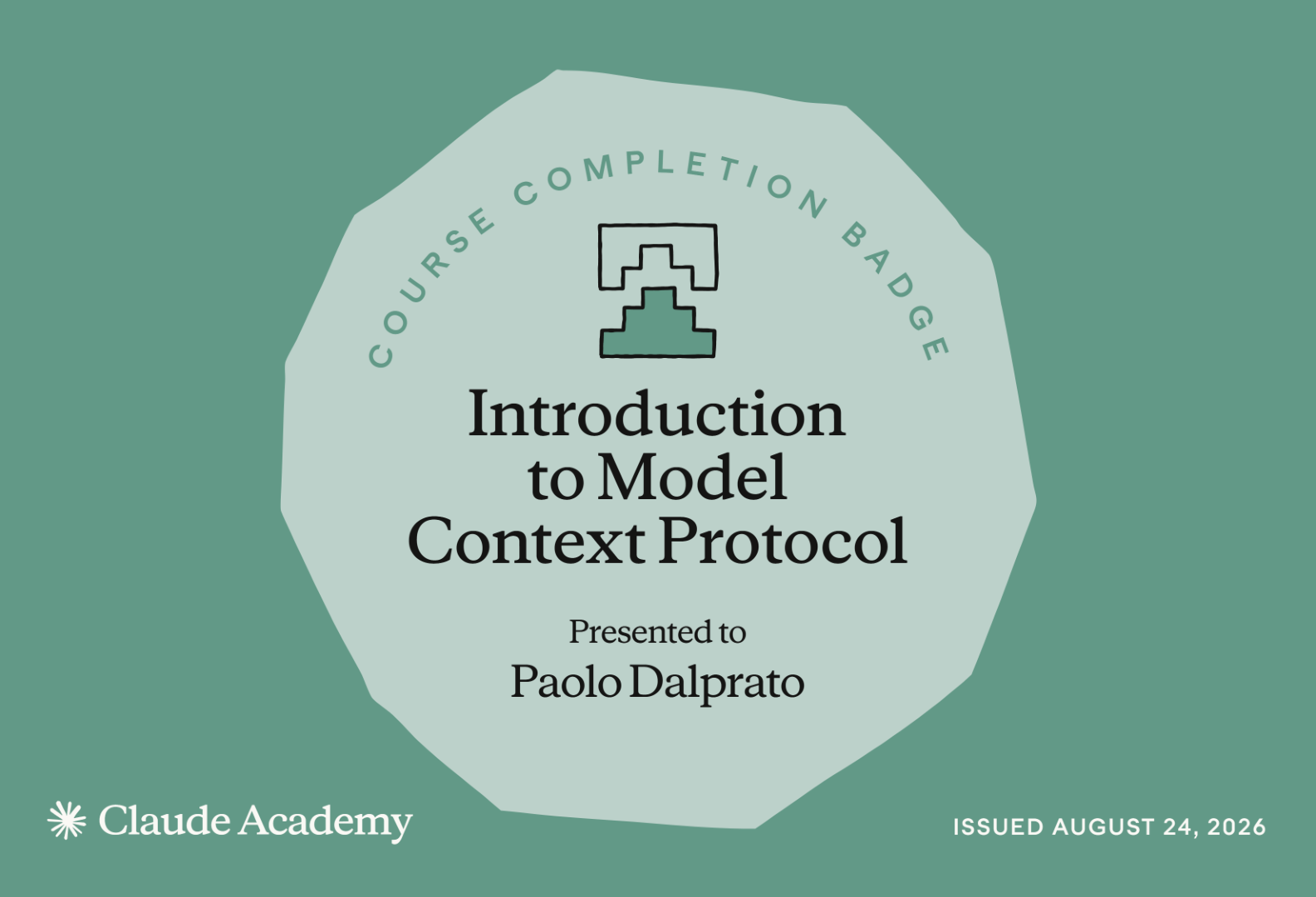 Badge del corso Introduction to Model Context Protocol di Claude Academy