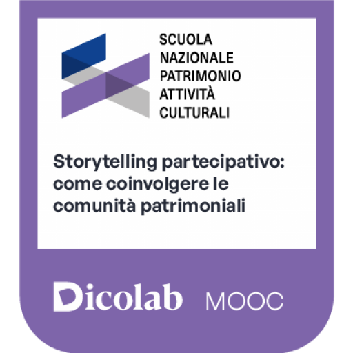 Badge del corso Storytelling partecipativo: come coinvolgere le comunità patrimoniali